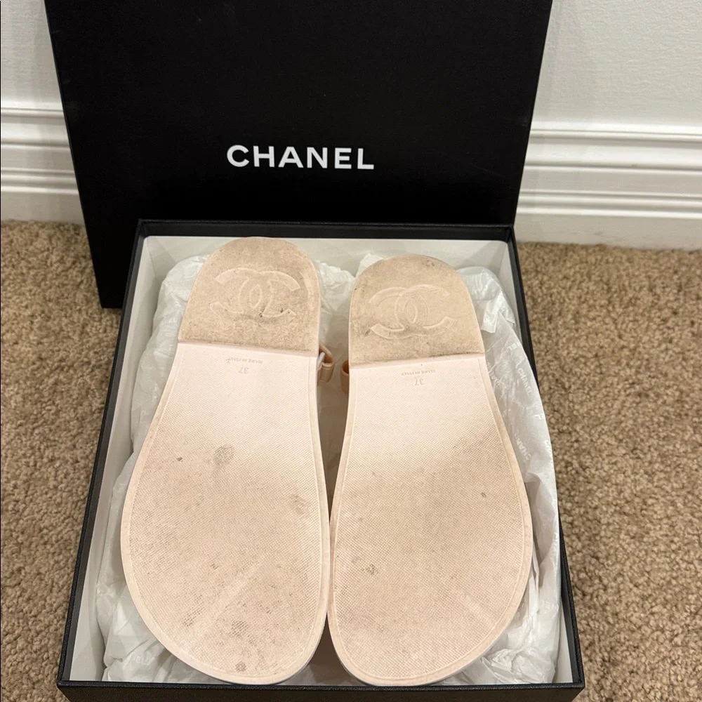 Chanel CC Sport Dad Sandals Pastel Pink Rubber Size 37 Worn Once